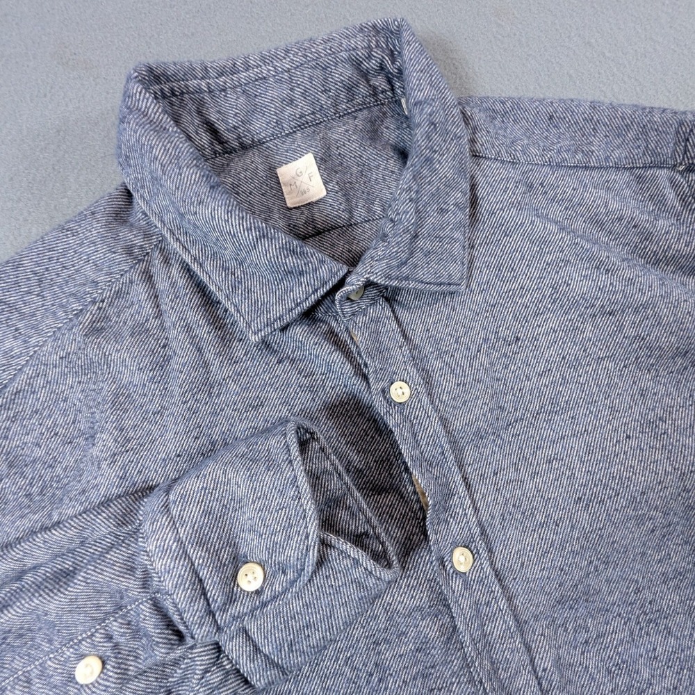 GMF 965 Button Down Shirt Mens 17.5 Blue Cotton Long Sleeve Textured